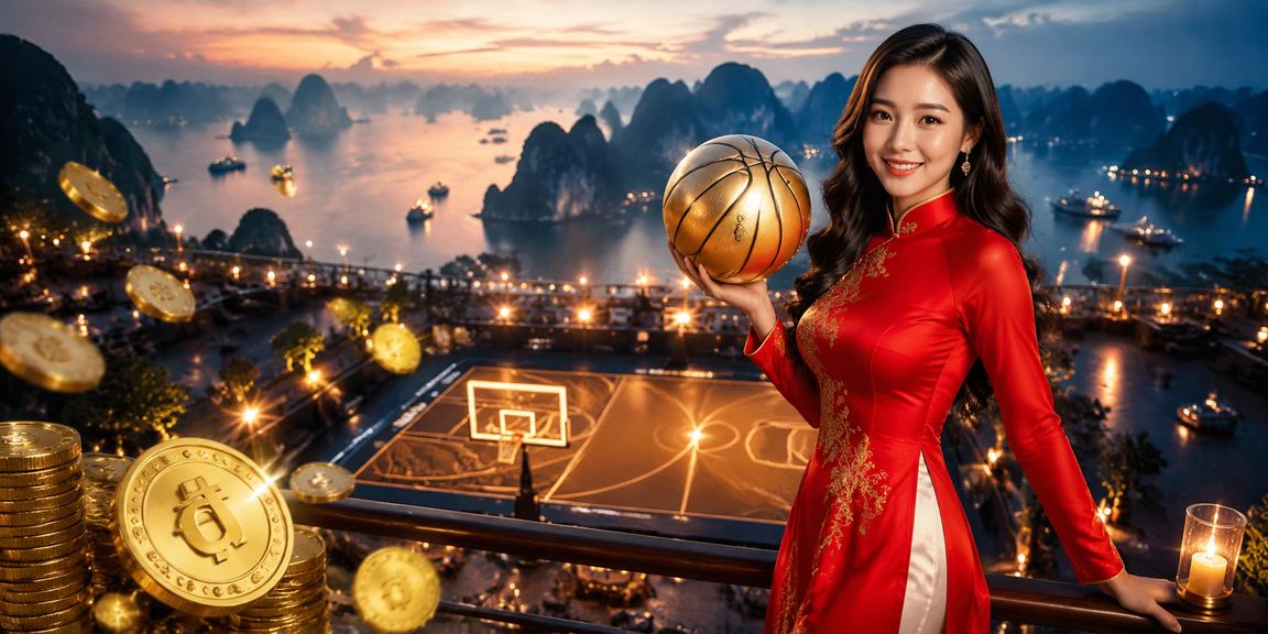 Người dùng Việt Nam mặc áo dài tham gia cá cược bóng rổ tại Vịnh Hạ Long