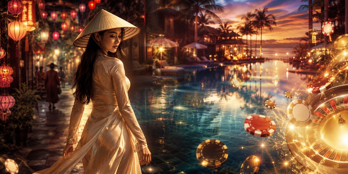 Người dùng Hà Nội mặc áo dài nón lá trải nghiệm casino và thanh toán trực tuyến
